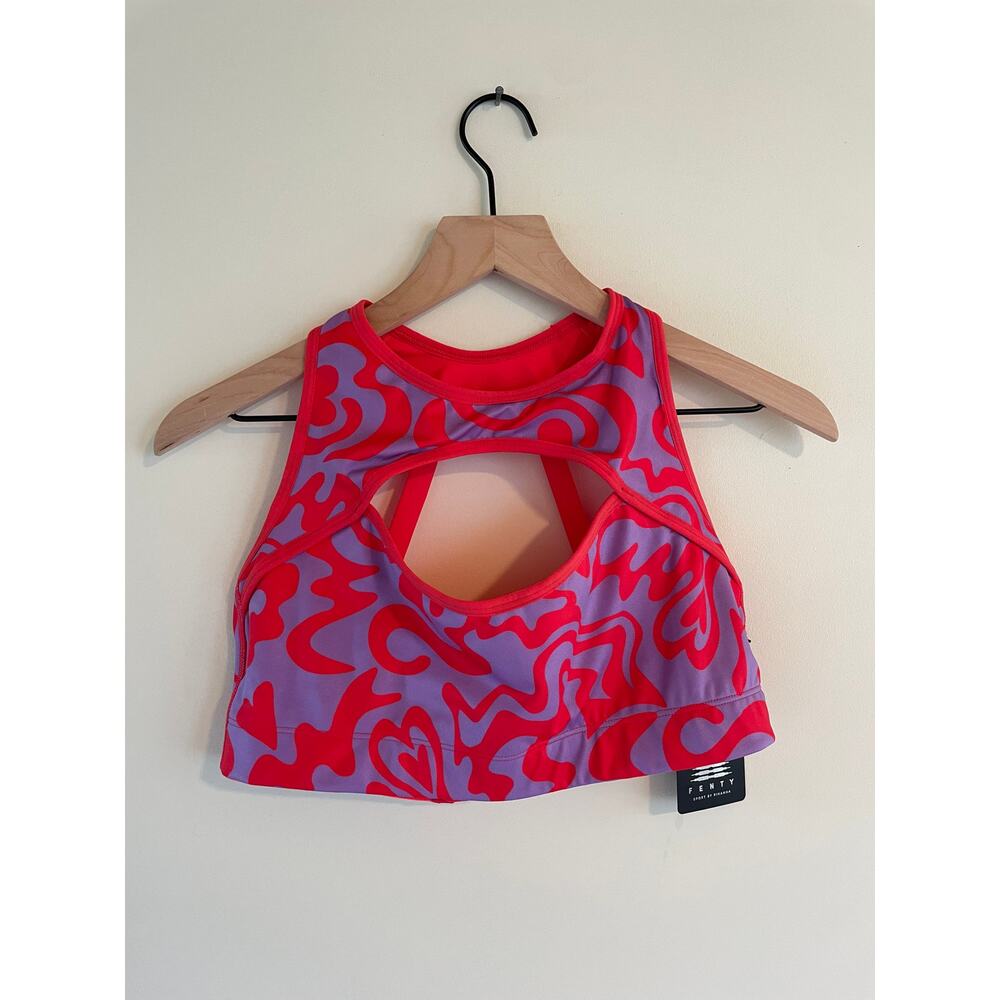 Savage X Fenty Pink & Red Printed Sports Bra Crop Top and Leggings (set)